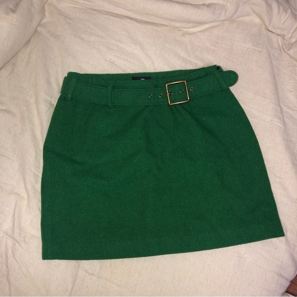 ‘Limited America’ Green Y2K wool Mini Skirt with belt size 4